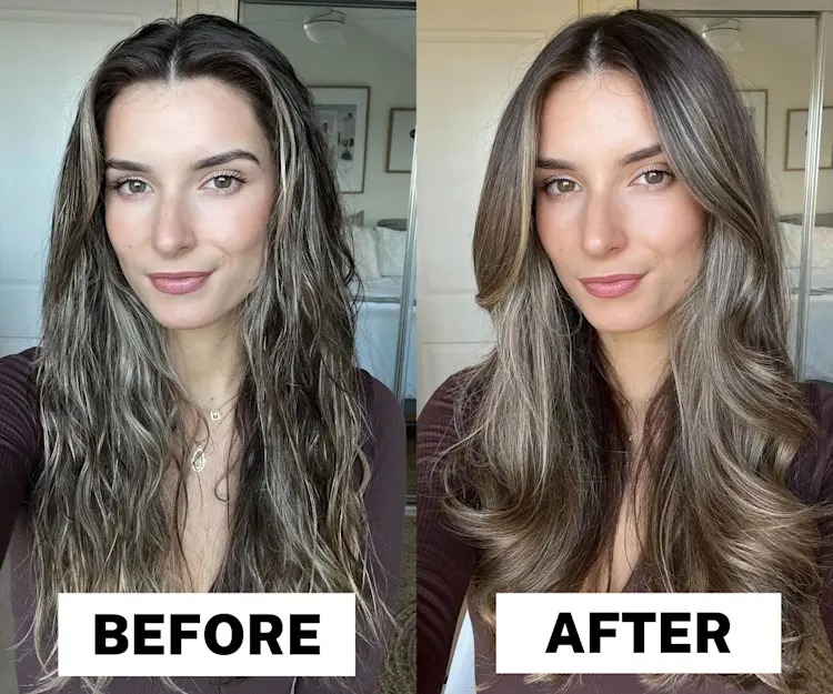 قبل و بعد از استفاده از استفاده از سشوار دایسون