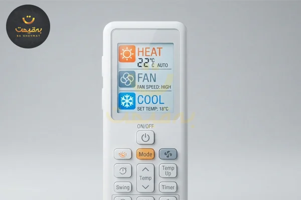 ریموت کولر گازی روی حالت cool برای سرمایش دستگاه