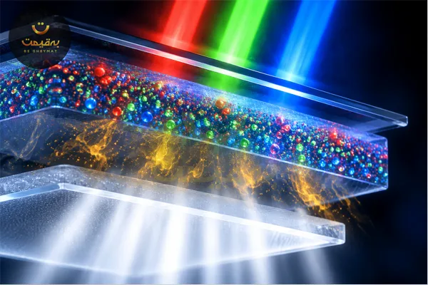 نمایش لایه ذرات نانو در فناوری NanoCell ال‌جی برای فیلتر کردن رنگ‌های ناخواسته